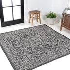 JONATHAN Y Boho Medallion Indoor Outdoor Square Area Rug 5X5 Black/Gray - Image 3