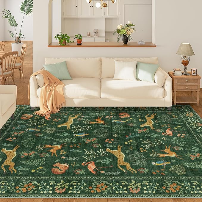 DUKINO 5x7 Rug, Washable Animal Living Room Rug - Image 6