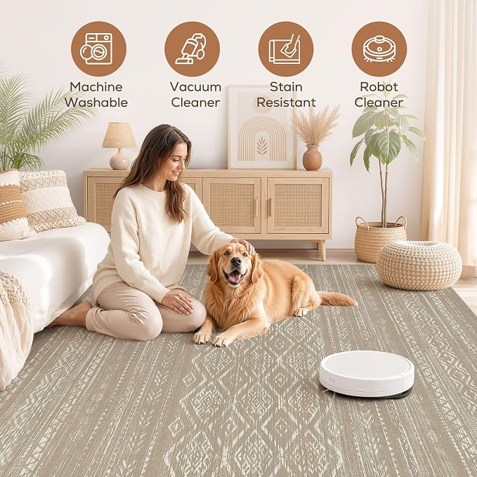 Nakagishi Area Rug Living Room Rugs: 5x7 Large Soft Machine Washable Boho - Image 3