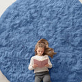 OLANLY Blue Round Rugs for Bedroom by OLANLY