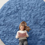OLANLY Blue Round Rugs for Bedroom by OLANLY