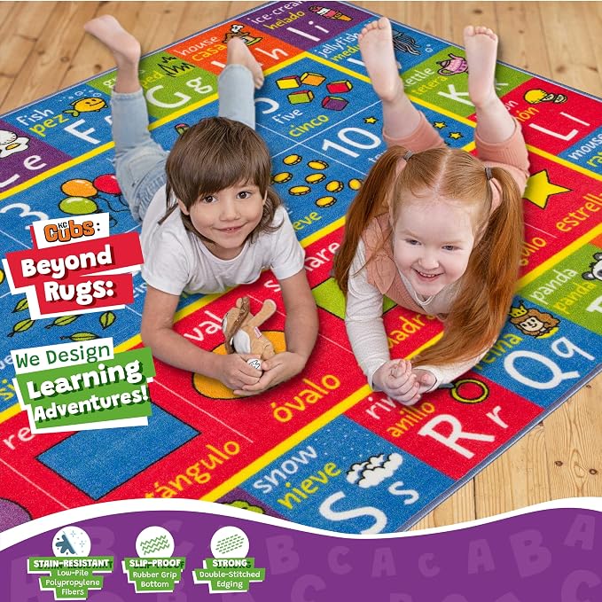 KC Cubs Bilingual Educational Kids Rug – English & Spanish ABC Alphabet - Image 3