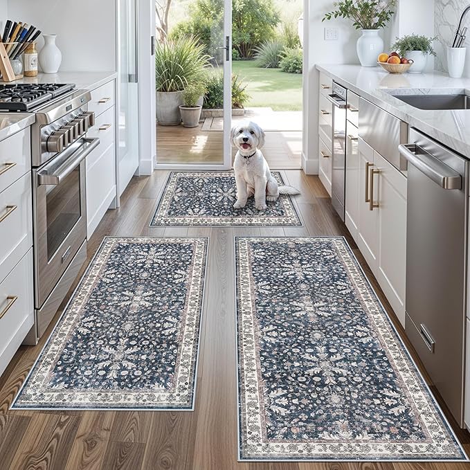 Kitchen Rug Sets 3 Piece Non Skid – Washable Small Kitchen Rugs and Runner Set by BYYVOORugsforYourHome