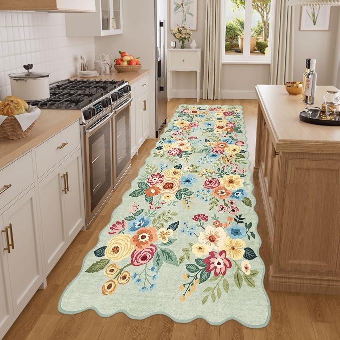 DUKINO 3x8 Washable Runner Rug, Soft Indoor Floral Non Slip Long Runner Rug - Image 5