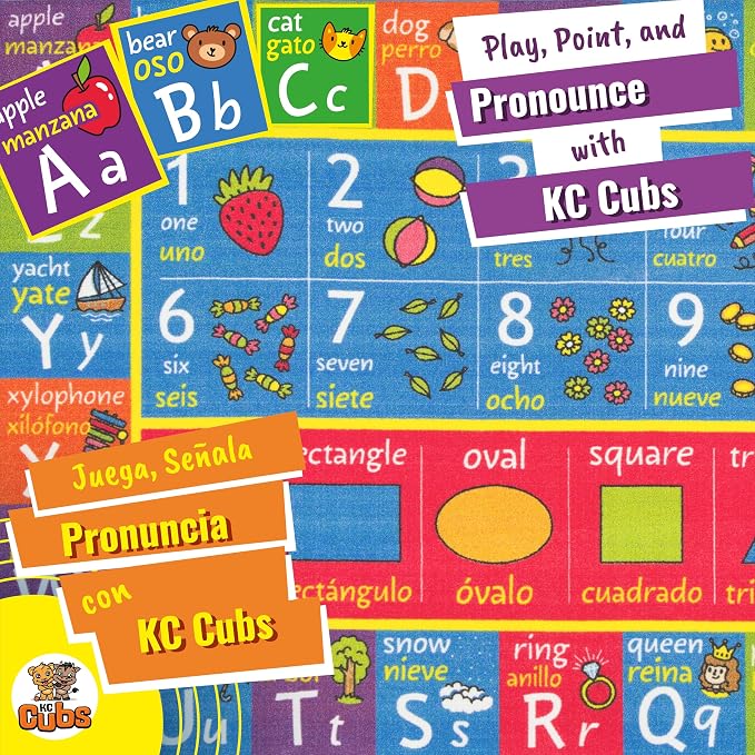 KC Cubs Bilingual Educational Kids Rug – English & Spanish ABC Alphabet - Image 9