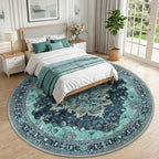 RELEANY Area Rugs Round 10ft Washable Non-Slip, Floral Vintage Distress - Image 2