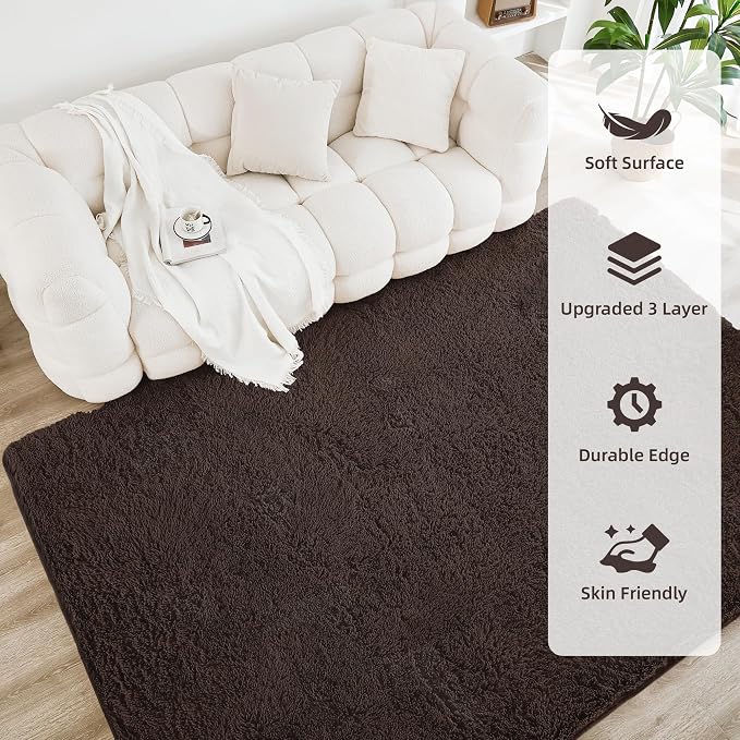 Litanika 4x6 Shag Area Rug for Living Room Bedroom, Non-Shedding Modern Indoor - Image 4