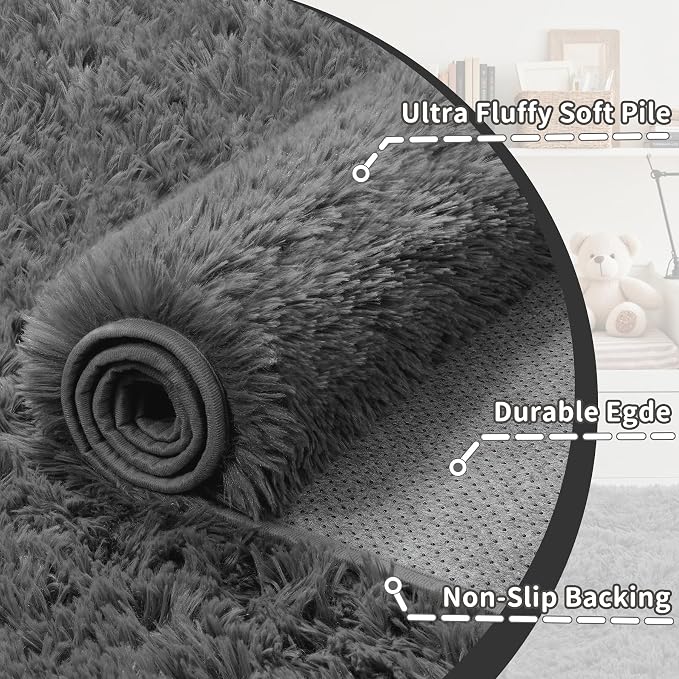 4x6 Area Rug for Living Room: Ultra Soft Fluffy Rug Modern Large Thicked Shag - Image 7