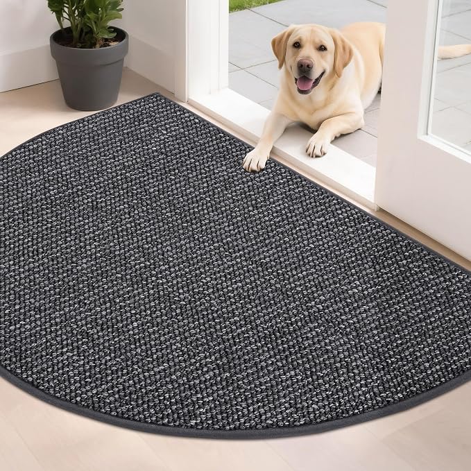 BEQHAUSE Dirt Trapper Door Mat 32" x 48" Half Circle Non-Slip Washable Doormats by BEQHAUSE