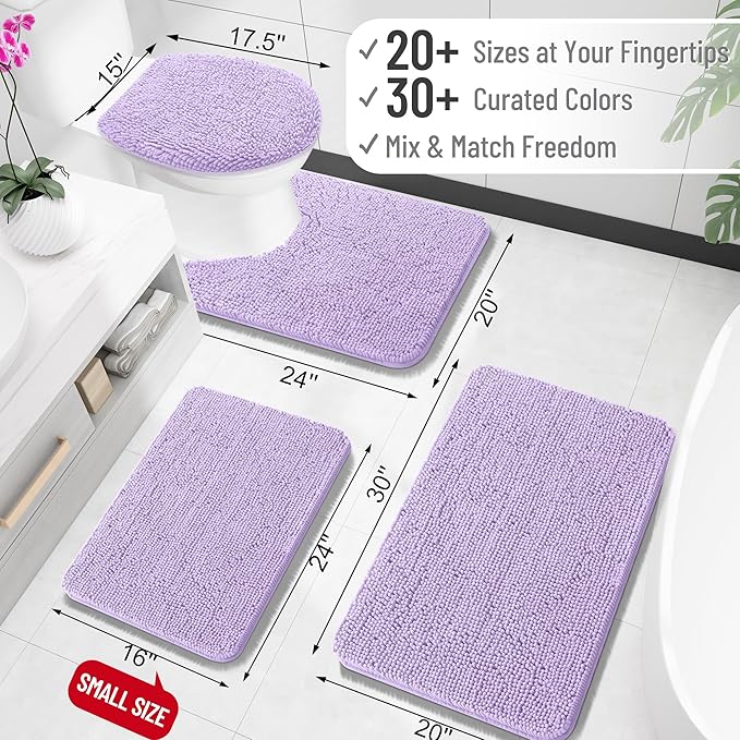 OLANLY Bathroom Rugs 34x21, Extra Soft Absorbent Chenille Bath Rugs, Rubber - Image 2