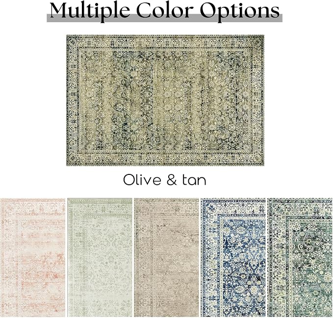 BILEEHOME Olive Green Boho Area Rug 5 x7 - Image 6