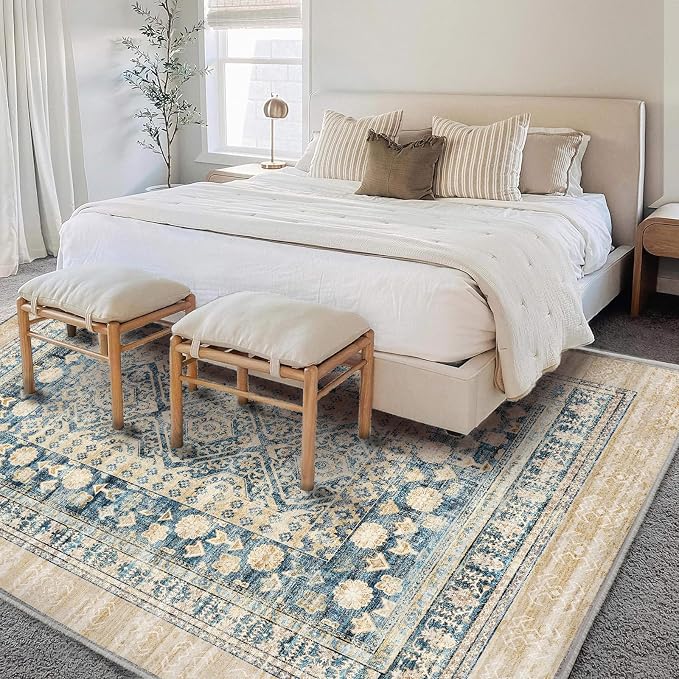 CHAMPLANT Area Rug 6'x9' Washable Vintage Traditional Floor Cover Thin Retro - Image 2
