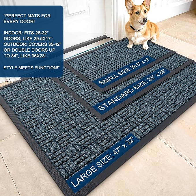 OLANLY Front Door Mat Outside Entrance 47x23, Heavy Duty Sturdy Natural Rubber - Image 2