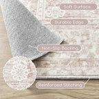 Pink Nursery Rug for Baby Girl 5 x 7 Neutral Blush Pink Boho Cute Floral - Image 3
