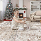 UERMEI Square Area Rugs : Washable 8x8 Neutral Modern Abstract Carpet - Image 4