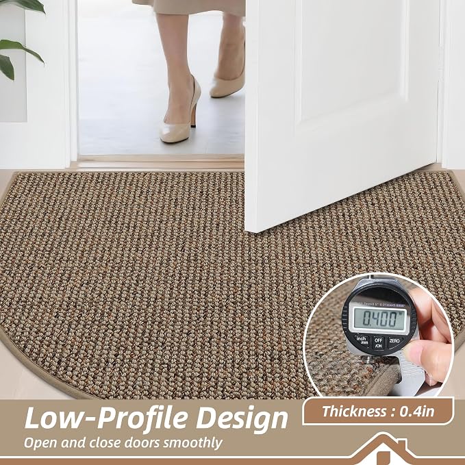 BEQHAUSE Dirt Trapper Door Mat 17" x 30" Half Circle Non Slip Washable Doormats - Image 5