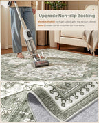8x10 Vintage Area Rug: Washable Neutral Soft Non Slip Thin Large Floor Carpet - Image 5