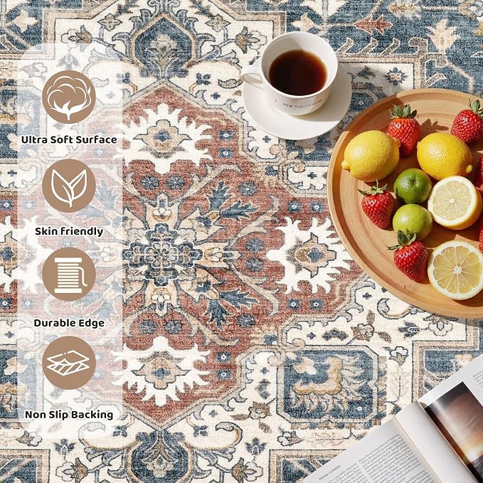 5ft Round Vintage Living Room Area Rug - Image 3