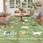 DUKINO 6x9 Rug for Living Room, Lightweight Animal Dog Print Washable Area Rug - Image 9