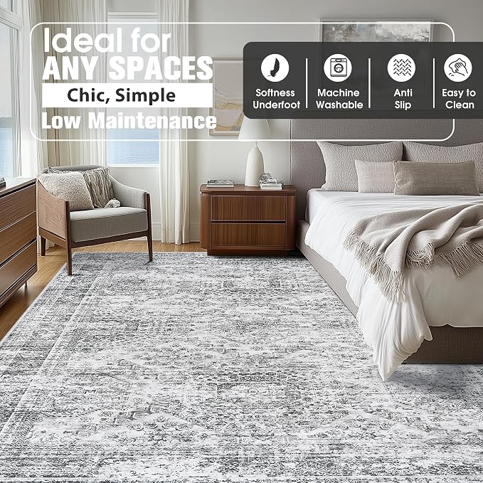 10x14 Area Rugs for Living Room Rug Washable: Abstract Large Rug Indoor Modern - Image 2