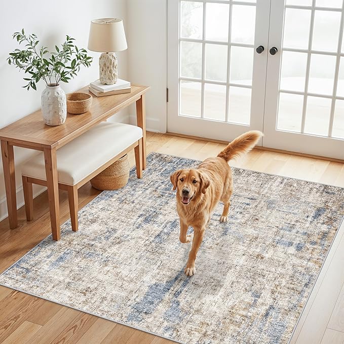 4x4 Square Entryway Rug Washable – Non-Slip Small Area Rug by ZHXXUJ