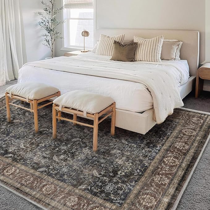 CHAMPLANT Area Rug 6'x9' Washable Vintage Traditional Floor Cover Thin Retro - Image 2