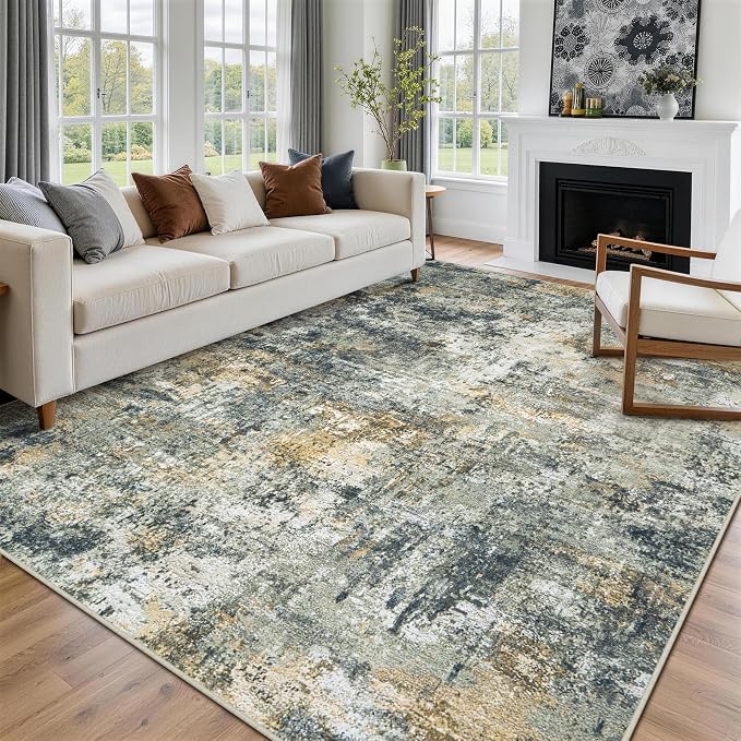 9x12 Area Rugs for Living Room Rug Washable: Abstract Large Rug for Dining Room - Image 3