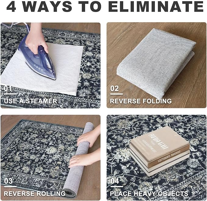 KILOCOCO Hallway Runner 2x12 Rug Runner Printed Vintage Floral Washable - Image 9