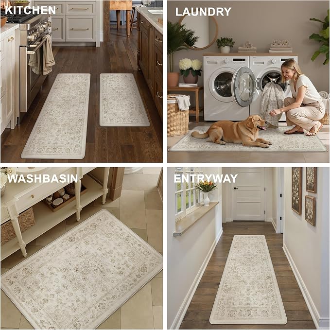 Anti Fatigue Kitchen Mats 2PCS Beige Neutral Mats - Image 6