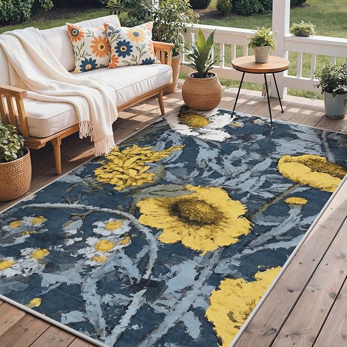 GENIMO Indoor Outdoor Area Rug 8'x10', Machine Washable Rugs by GENIMO