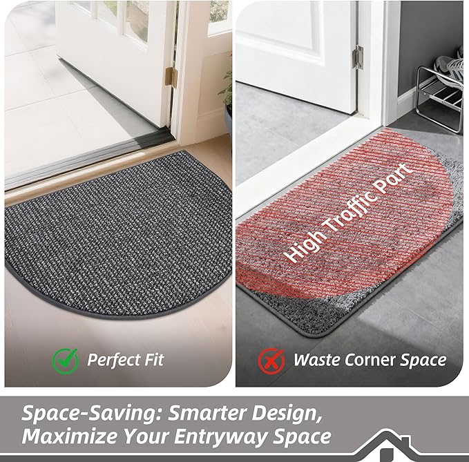 BEQHAUSE Dirt Trapper Door Mat 32" x 48" Half Circle Non-Slip Washable Doormats - Image 6