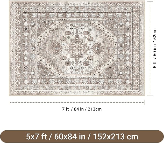 befbee 5x7 Area Rugs for Living Room, Stain Resistant Washable Rug, Non-Slip - Image 2