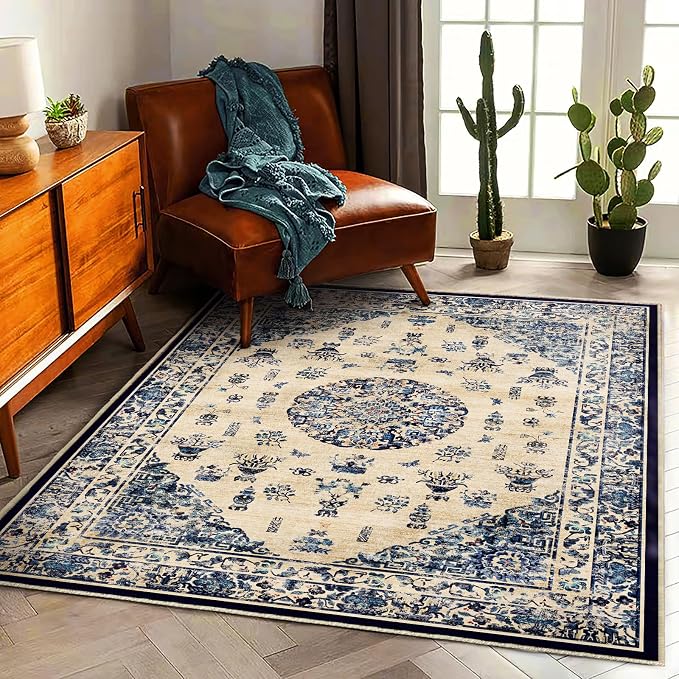 CHAMPLANT Area Rug 6'x9' Washable Vintage Traditional Floor Cover Thin Retro - Image 2
