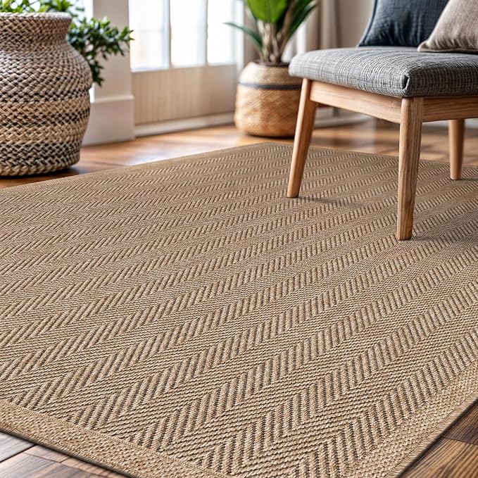 CAMILSON Easy Jute Rug 8x10, Indoor Outdoor Natural Color Fiber Area Rugs - Image 6