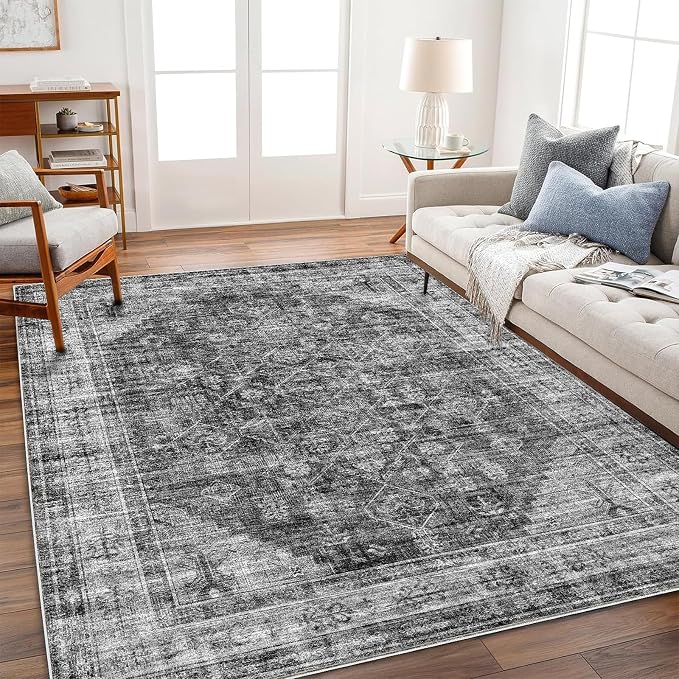 CHAMPLANT Area Rug 6'x9' Washable Vintage Traditional Floor Cover Thin Retro by CHAMPLANT