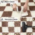 KICMOR Rugs for Living Room 8x10, Large Fluffy Fuzzy Brown and Cream White - Image 4