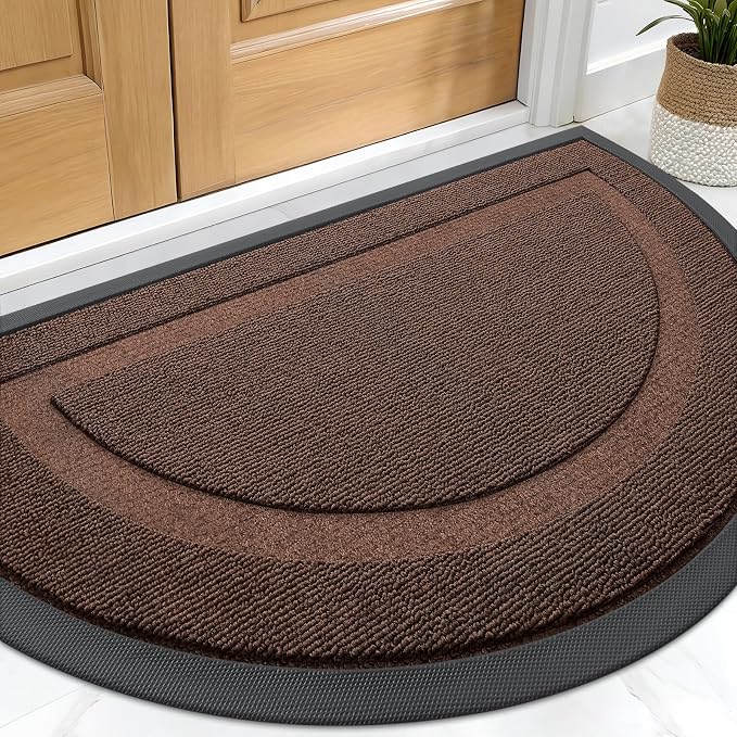 OLANLY Half Circle Door Mat Indoor Outdoor Entrance Welcome, Waterproof by OLANLY