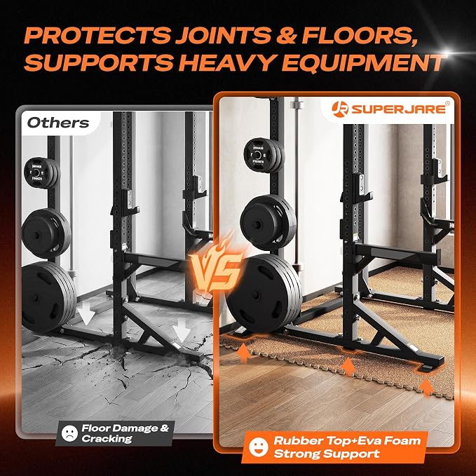 SUPERJARE 0.56'' Thick 6 Pcs 24 Sq Ft Rubber Top Exercise Equipment Mats - Image 4