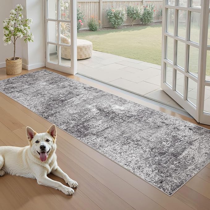 DMOYEST Washable Runner Rug for Hallway: 2x6 Neutral Modern Abstract Low Pile - Image 3