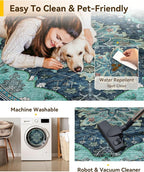 RELEANY Area Rugs Round 10ft Washable Non-Slip, Floral Vintage Distress - Image 5