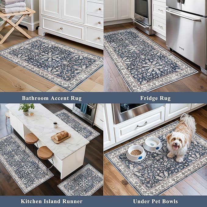 Kitchen Rug Sets 3 Piece Non Skid – Washable Small Kitchen Rugs and Runner Set - Image 4