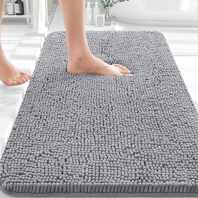 OLANLY Bathroom Rugs 30x18, Extra Soft Absorbent Chenille Bath Rugs, Rubber by OLANLY