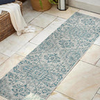JONATHAN Y Boho Medallion Indoor Outdoor Runner Rug 2X8 Teal/Gray, Estrella - Image 3