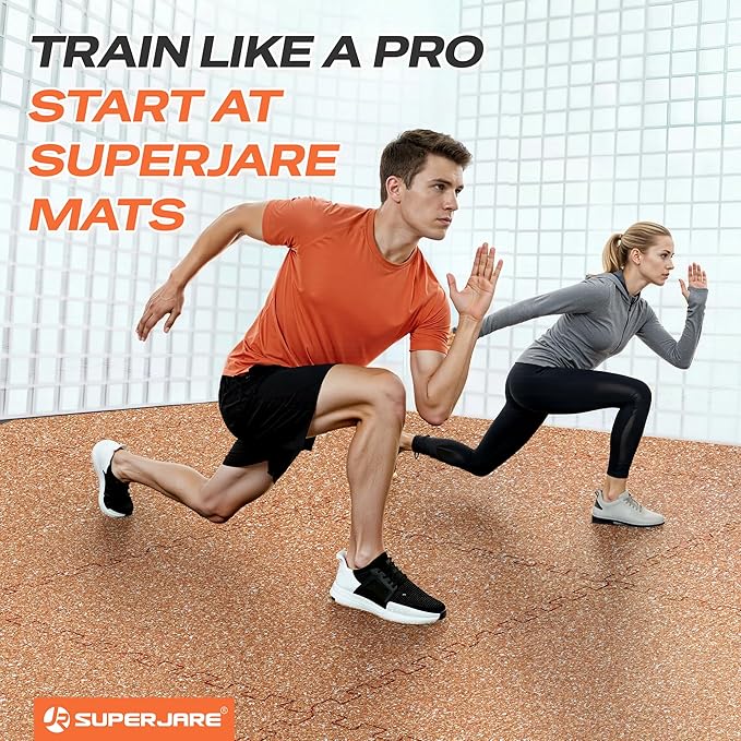 SUPERJARE 0.56'' Thick 6 Pcs 24 Sq Ft Rubber Top Exercise Equipment Mats - Image 3