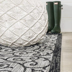 JONATHAN Y Vintage Filigree Indoor Outdoor Runner Rug 2X8 Light Gray/Black - Image 6