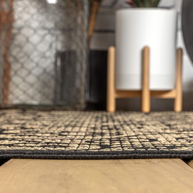 JONATHAN Y Vintage Filigree Indoor Outdoor Area Rug 8X10 Black/Khaki, Madrid - Image 9