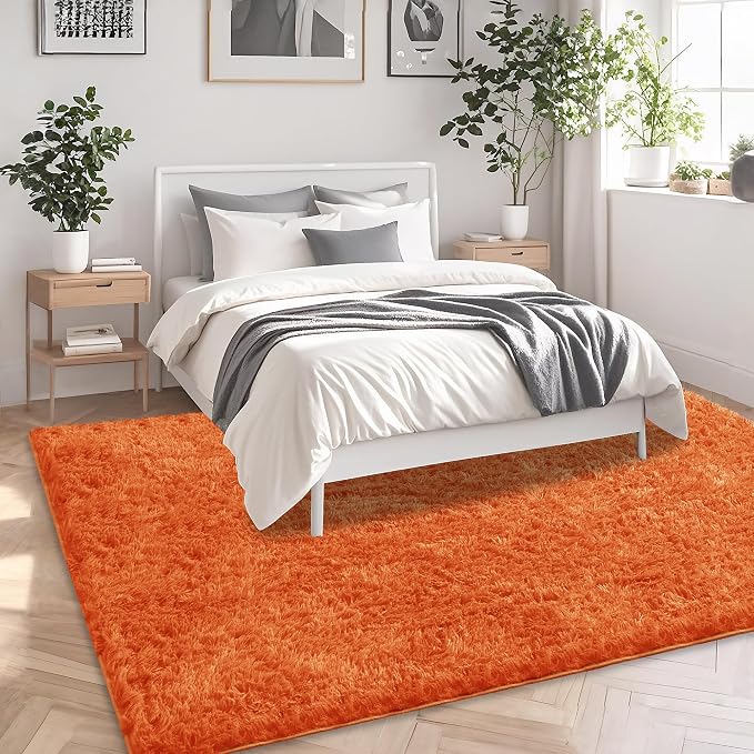 6x9 Orange Area Rugs for Living Room, Large Fluffy Shag Rug for Bedroom Nursery - Image 3