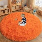 Round Orange Rug for Bedroom, 7 ft Circle Area Rugs for Living Room, Soft Large - Image 3