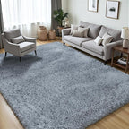 Area Rug for Living Room Bedroom: 6x9 Grey Soft Fluffy Shag Upgrade Non-Slip - Image 3