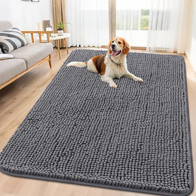 Smiry Dog Door Mat for Muddy Paws 70x32, Absorbent Dirt Trapper, Non-Slip by Smiry